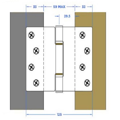 Stainless Steel Projection Hinge - Self Lubricating Phosphor Bronze Washered  - 316 Marine Grade  - 160kg Max Load Bearing